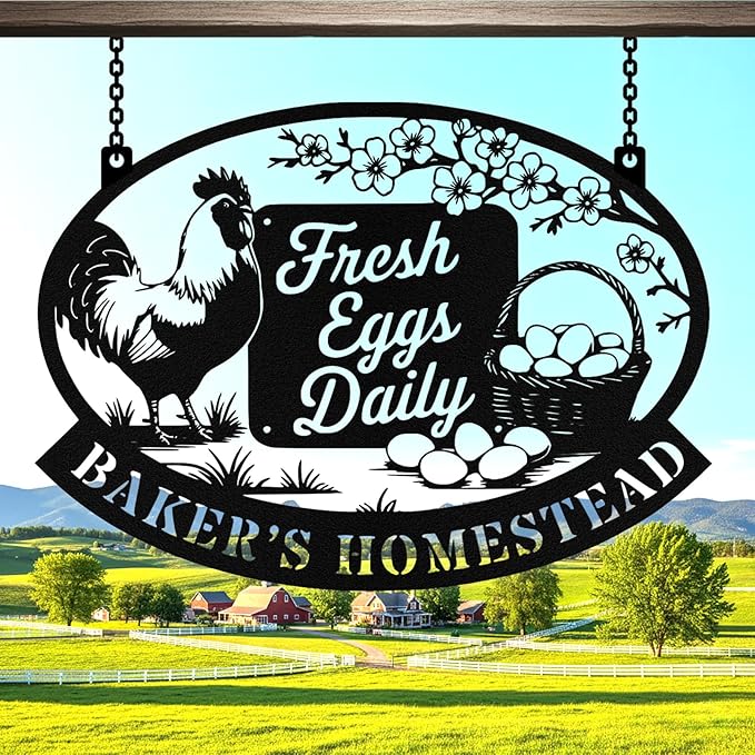 Personalized Chicken Coop Metal Signs, Custom Farm Chicken Coop Sign, Customized Farm Metal Signs Outdoor, Custom Large Hanging Hen House Sign for Farms, Barn, Farmhouse, Ranch