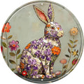 Rabbit Round Metal Tin Sign Wreath Farm Flowers Rustic Vintage Wall Art Decor for Home Garden Porch Yard Farmhouse Outdoor Decor 12x12inch