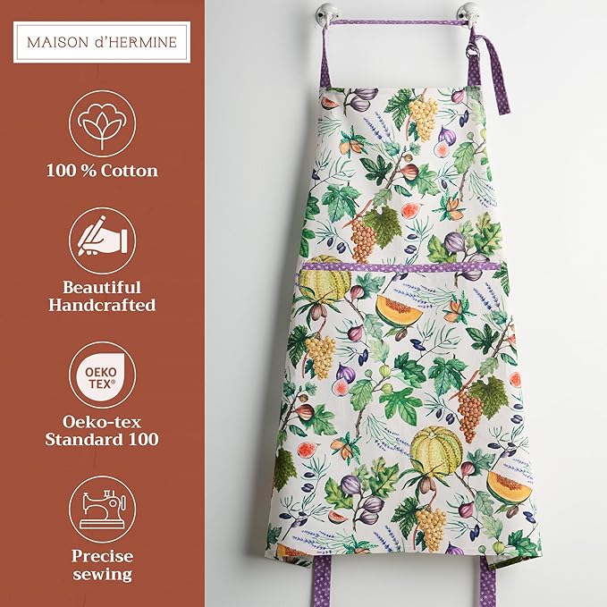 Maison d' Hermine 100% Cotton Apron for women with Pocket Kitchen Chef Apron for Men Cooking Easter Decorations