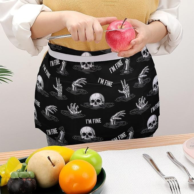 Short 3 Pockets Waist Waiter Waitress Half Apron Waterproof Chef Aprons