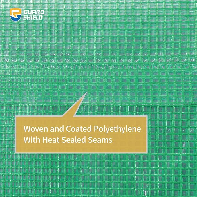 GUARD SHIELD Clear Green Tarp Heavy Duty 10x20 Feet Waterproof for Greenhouse Outdoor Garden Poly Cover UV Resistant 3x3 Weave 10mil