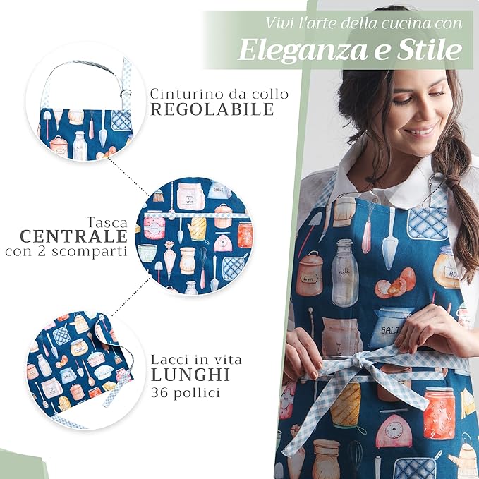 Maison d' Hermine 100% Cotton Apron for women with Pocket Kitchen Chef Apron for Men Cooking Easter Decorations