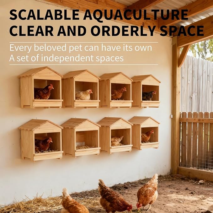 Wooden Chicken Nesting Box 3 Portable Chicken Coop with Detachable Ramp, Indoor/Outdoor Hen House for Egg Laying - Can be Wall-Mounted or Ground Use, Easy Clean Poultry Supplies for Backyard Farm