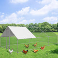 Large Metal Chicken Coop Walk-in Poultry Cage Hen Duck Run House with Waterproof & Anti-UV Cover Galvanized Rabbits Habitat Spire Shaped Cage for Outdoor Yard Farm Use