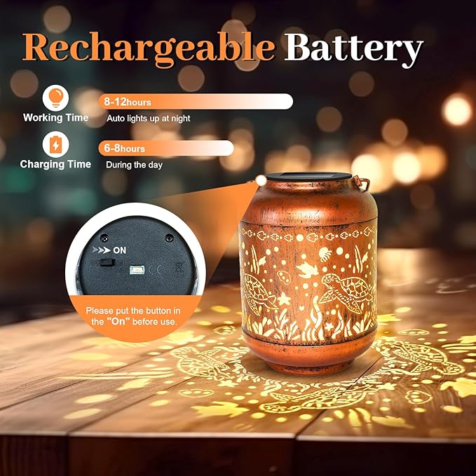 Solar Lanterns Outdoor Waterproof Sea Turtle Gifts for Garden Decor Gifts for Women Mom Grandma Hanging Metal Solar Lights Birthday Mothers Day Ornament Outside for Yard, Patio,Pathway