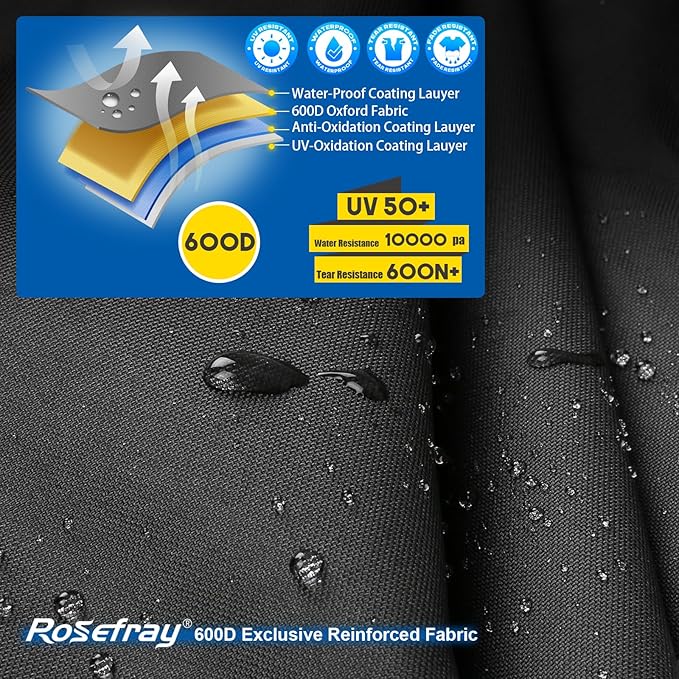 Rosefray Generator Cover-38”Lx28”Wx30”H,600D Heavy Duty Waterproof, Small Outside Equipment Cover for Champion,Predator,WEN,Ryobi,Generac,Westinghouse Portable Generator 5500-15000W-Gray4XL