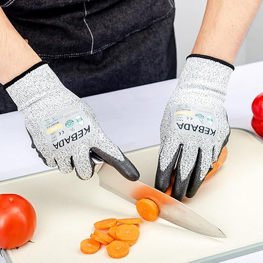 Kebada Cut Resistant Gloves, ANSI A2 Cutting Glove, PU Coated, Touchscreen, Multi-Purpose Model C2, 1 Pair, Large