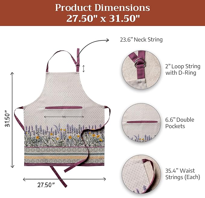 Maison d' Hermine 100% Cotton Apron for women with Pocket Kitchen Chef Apron for Men Cooking Easter Decorations