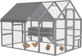 PawHut Large Chicken Run, Wooden Chicken Coop with Waterproof & Anti-UV Cover, Split Door, 4 Nesting Boxes, Roosting Bar, Walk-in Chicken Pen for 8-12 Chickens, for Backyard, Farm, 9' x 6' x 6'
