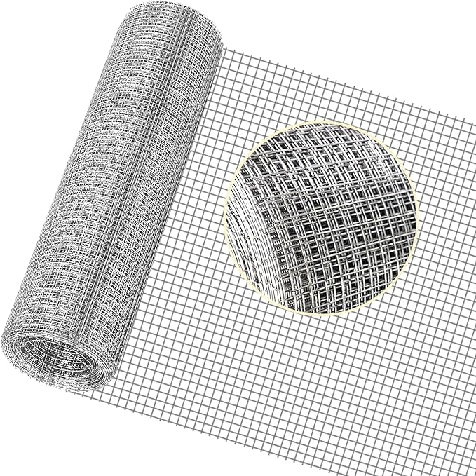 Hardware Cloth 1/4 inch 8" x 33 ft, Galvanized 23 Guage Wire Hardware Mesh, Welded Chicken Wire Fence Fencing Roll for Chicken Coop Wire, Rabbit Cage Wire, Poultry and Animal Cage Netting Screen