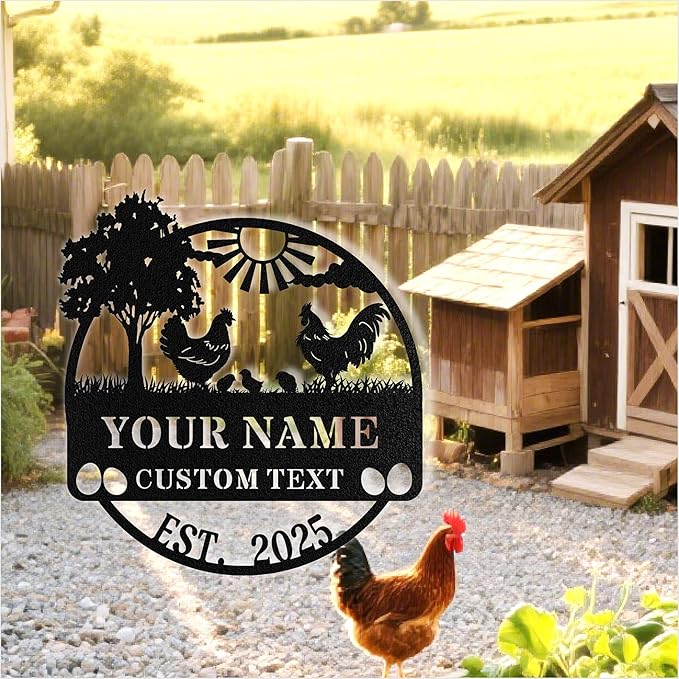 Custom Chicken Coop Signs, Personalized Chicken Coop Sign, Custom Metal Farm Signs for Outdoor, Chick Hen House Sign Funny Farmhouse Outside Wall Decor Gift