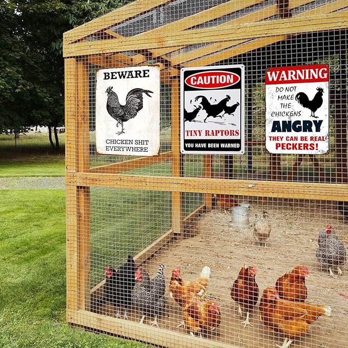 6 Piece Metal Signs Chicken Signs for Funny Coop Decor Signs for Outdoor Decor Farm Plaque Yard Chicken Coop Gift for Chicken Lovers Chickens Plaque 8x12 Inch