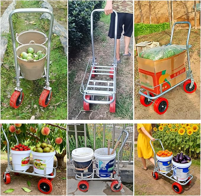 Flexible Warehouse Farming Campsites Flatbed TransportationTruck Dollys with Silent Wheels, Foldable Farm Utility Carts Trolleys 440lbs, Easy to Store