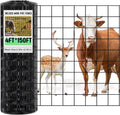 Gisafai Galvanized Welded Wire Fence 4 ft X 150 ft for Dog Chicken Hog Deer Goat Cattle 16GA Garden Border PVC Coated Fencing Roll Border Yard Vegetable Plant Animals Protection Poultry Netting(Black)