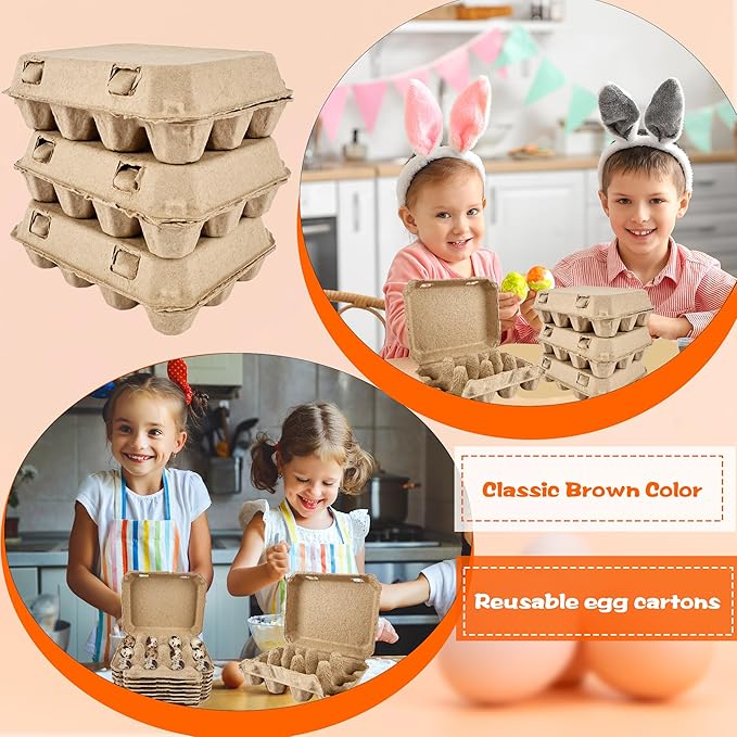 65 Pcs Quail Egg Cartons Paper Pulp Dozen Eggs Container Reusable Blank Cardboard Quail Egg Storage Tray for Home Kitchen Refrigerator Farmhouse, 3 x 4 Style