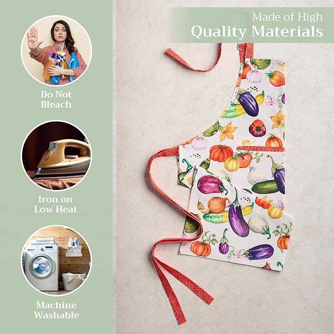 Maison d' Hermine 100% Cotton Apron for women with Pocket Kitchen Chef Apron for Men Cooking Easter Decorations