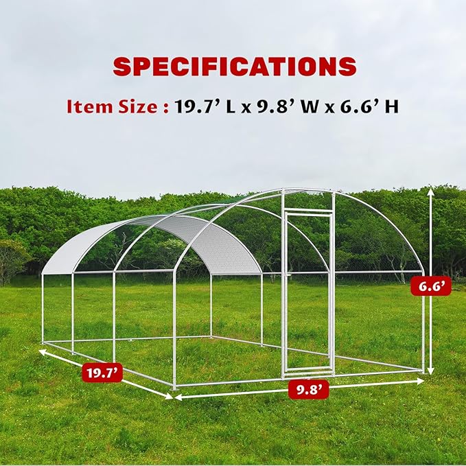 Chicken Coop Large Metal Chicken House Chicken Coops for 40 Chickens Poultry Cage with Waterproof Cover for Rabbits Duck Walk-in Chicken Run for Yard Chicken Pen