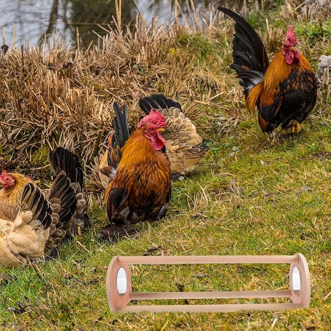 Wooden Chicken Perch Chick Roosting Bar Bird Stand Jungle Gym Chicken Toys with Mirror Poultry Accessories for Chick Parrot