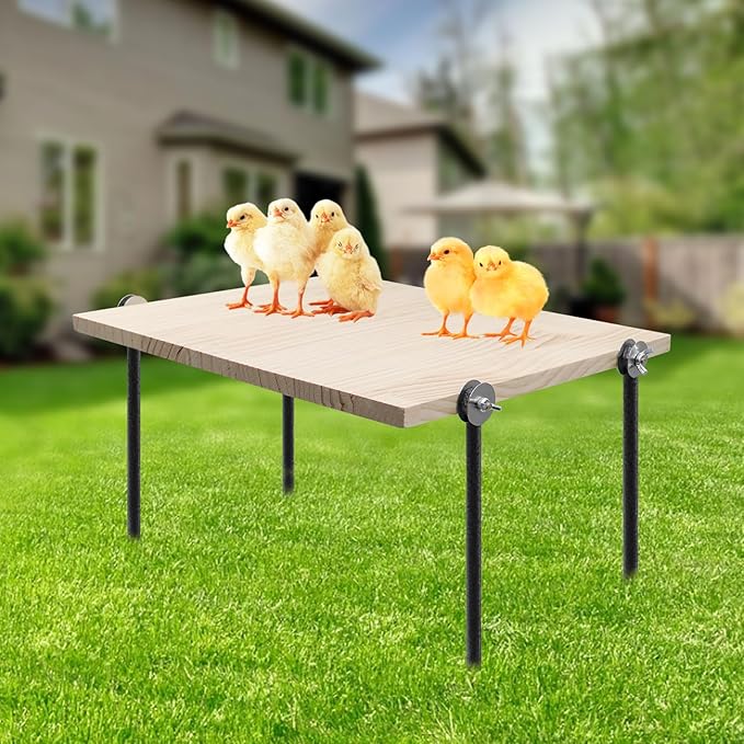 Chicken Perch Toy for Coop, Wooden Chick Roosting Bar with Metal Ground Plug, Coop Accessories for Poultry Rooster Hen Chicks Large Bird Parrot