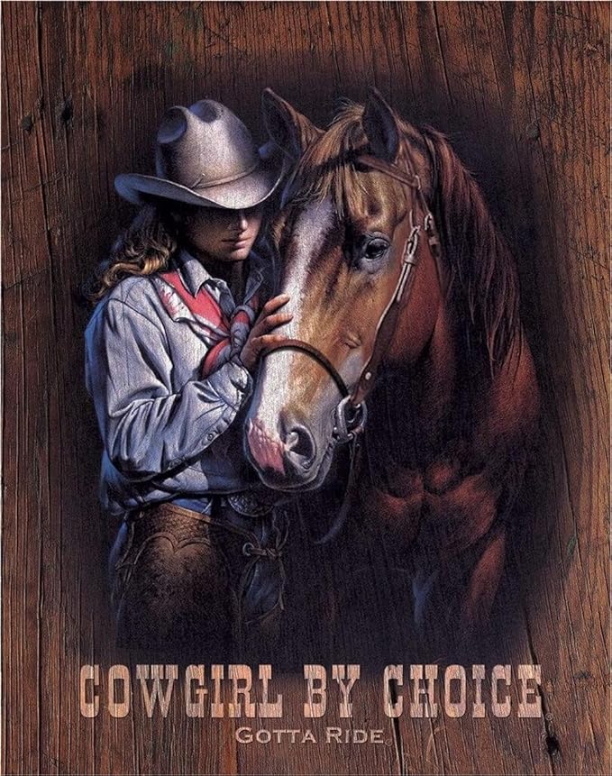 Desperate Enterprises Cowgirl by Choice Tin Sign - Nostalgic Vintage Metal Wall Decor - Made in USA