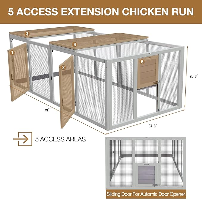 GUTINNEEN Chicken Coop Extension Chicken Run 20.73 ft²Large Expend Hen House Universal Chicken Run Perfect for 4-6 Chickens,Ducks