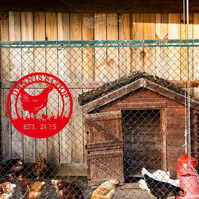 Custom Chicken Coop Metal Sign,Personalized Hen House Farm Sign Backyard Chicken Decor,Rustic Farmhouse Gifts for Chicken Lovers Farm Gifts