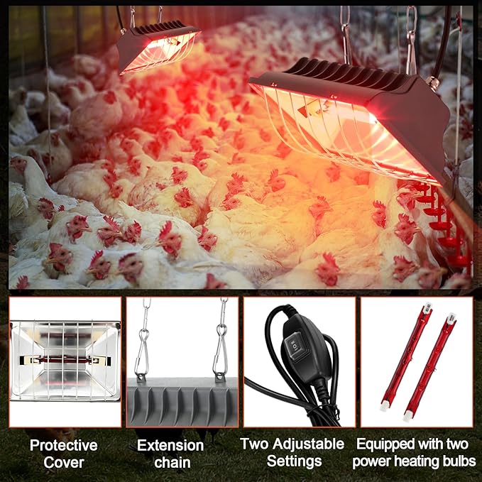 Honoson 4 Pcs Chicken Coop Heater Brooder Heater with Heat Lamp Radiant Chicken Coop Accessories Heat Warmer for Chick Pet Dog Cat(Square)