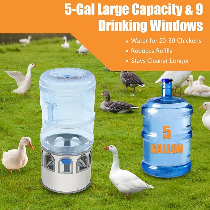 Chicken Water Heater, Heated Water Bowl for Chickens, Chicken Water Heater with 5 Gallon Bucket, All-Season Heated Poultry Waterer for Chickens and Ducks