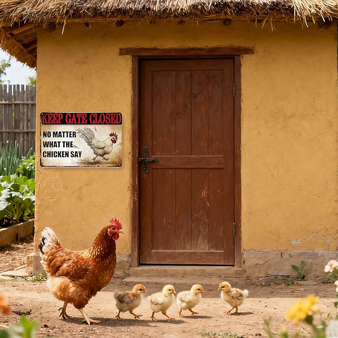 Outdoor Chicken Coop Decor Rustic Farmhouse Wall Decor Chicken Themed Gifts Funny Farm Animals Decorations Retro Metal Sign 8×12 Tin Sign