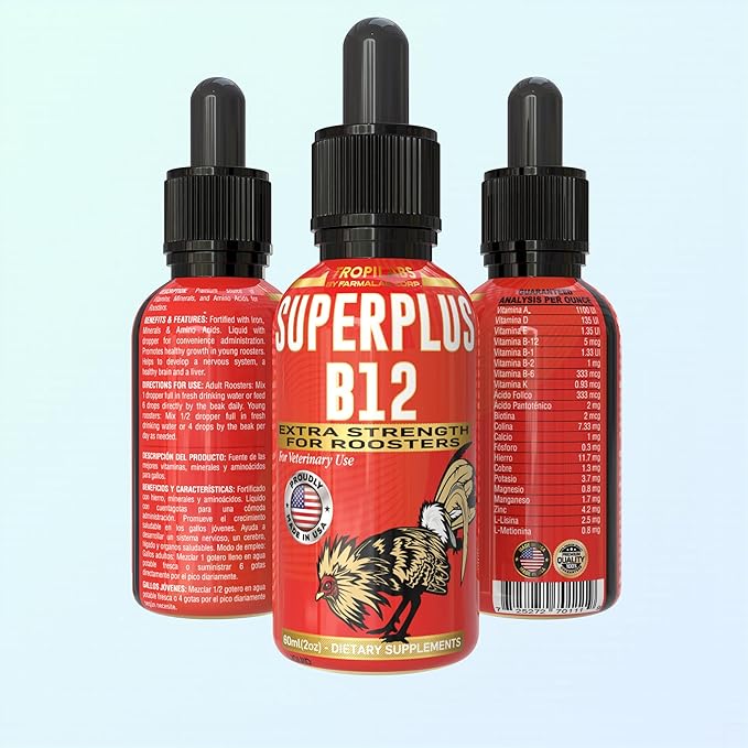Farmalab Veterinary Super Plus Superplus B-12 Extra Strength for Roosters Superplus para Gallos Birds Poultry Gamefowl