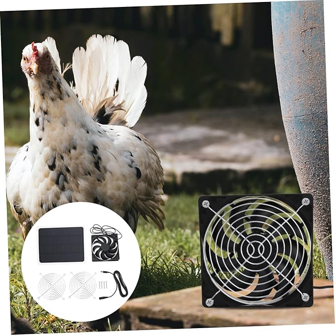 1set Solar Powered Fan for Chicken Coop Small Outdoor Cooling for Greenhouses Dog Houses Easy to Install Energy Efficient for Use