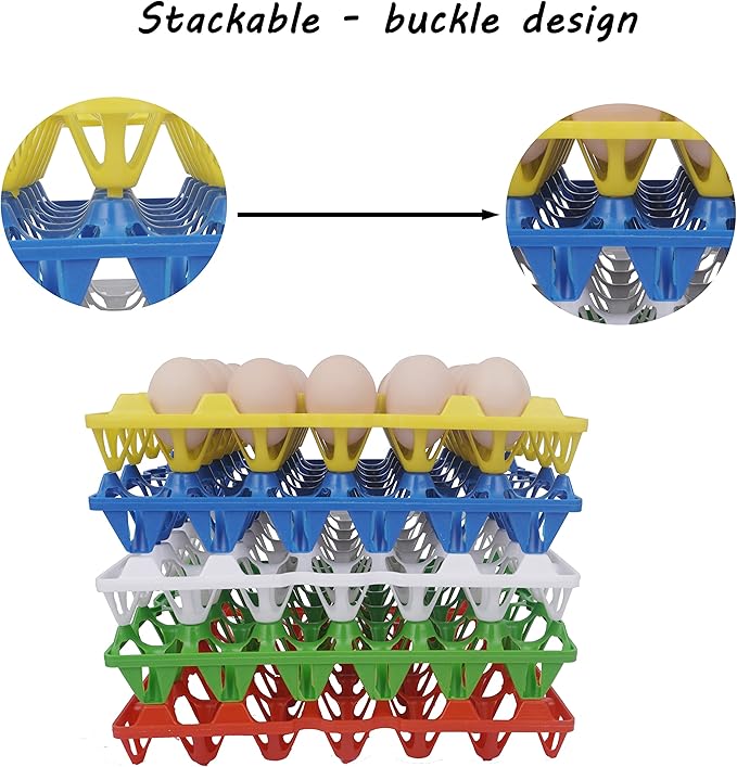 10Pcs Plastic Egg Tray 30-Cell Egg Flats Egg Crates, Stackable Egg Cartons Flats for Egg Packing, Storage, Shipping Fresh Eggs