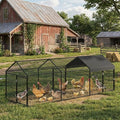 120"x 40"x 40" Large Metal Chicken Coop, Walk-in Chicken Run with Waterproof and Anti-UV Cover, Outdoor Poultry Cage with 3 Doors for Hen Rabbit Duck Goose, Black