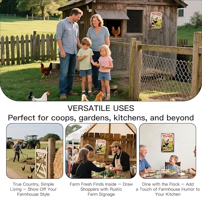 Make Farming Great Again Chicken Coop Signs - Rustic Farmhouse Chicken Coop Accessories, 8x12 Inch Metal Farm Decor, Farm Stand and Farmers Market Decor for Farmers and Backyard Poultry Lovers