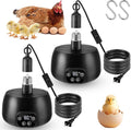 Enhon Chicken Coop Heater with LED Lighting, Adjustable Temperature, Timer & Safety Features – 5 Ft Long Cable Chicken Coop Heating Lamp Perfect for Small Animals and Reptiles(2 Pack)