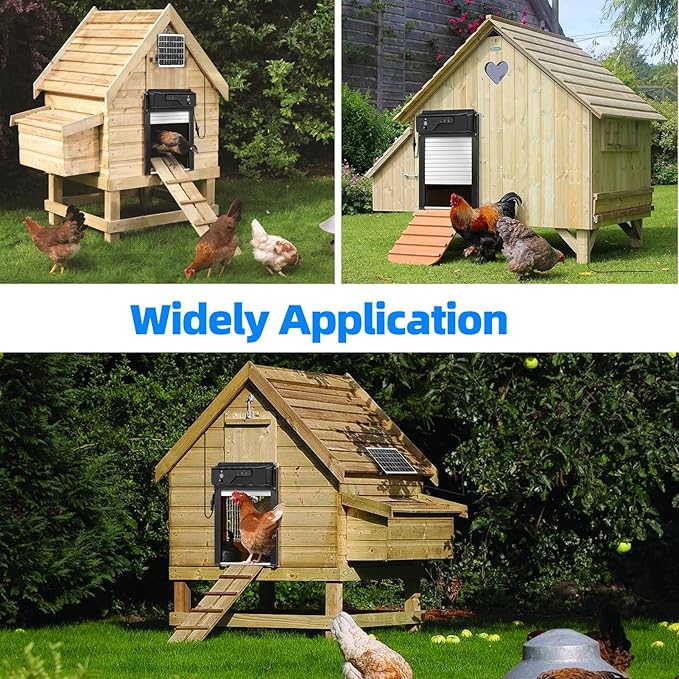 Sararoom Automatic Chicken Coop Door Solar Powered with HD Camera, 5000mAh Chicken Coop Door with Remote Control, WiFi Enabled, APP-Based Monitoring, Timer, Anti-Trap Sensor and Alarm Drive