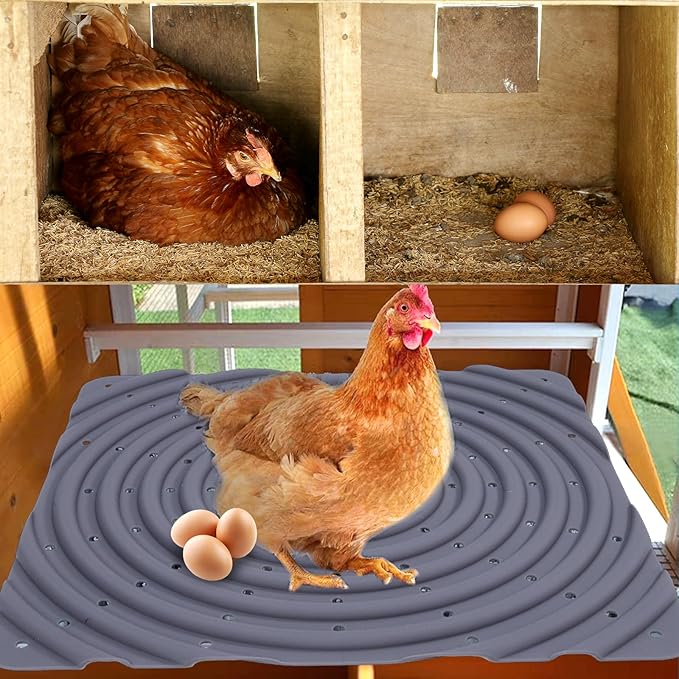 Silicone Chicken Nesting Pads, Waterproof and Washable, Durable Laying Hen Mat, Easy Clean Coop Liner for Suitable for Chicken Coop Egg Production,12" x 12"(6-Pack)