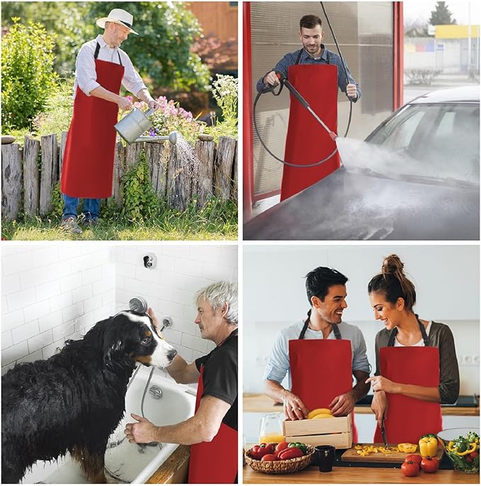 Homsolver Waterproof Rubber Vinyl Apron for Unisex Adult, Adjustable, Lightweight, Chemical Resistant Extra Long Work Apron
