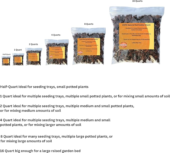 Brown Rubber Mulch for Landscaping - Durable and Eco-Friendly Garden Mulch - Perfect for Garden, Potted Plants & Outdoor Decor - Half-Quart