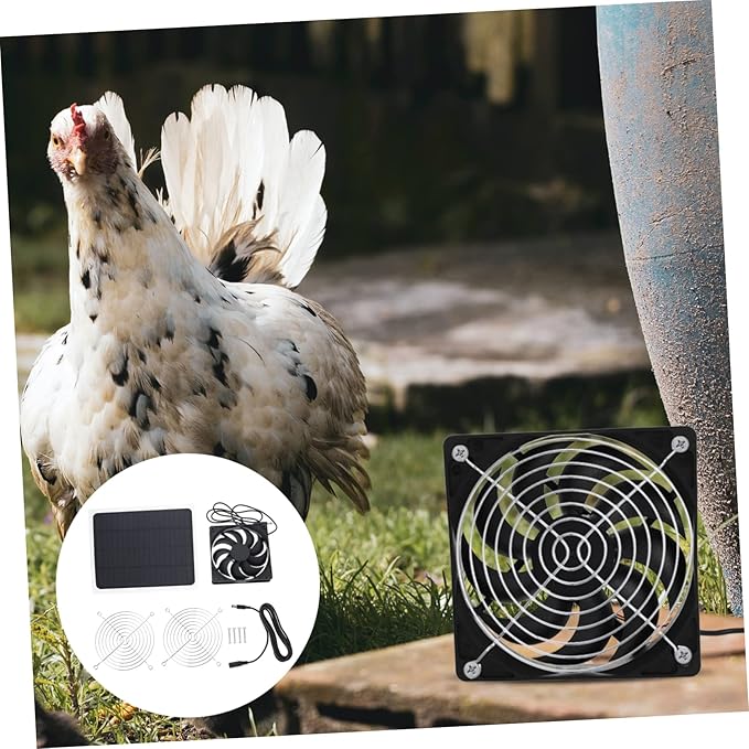 1Set Solar Powered Fan for Chicken Coop Small Doghouse Exhaust Fan for Summer Cooling for Pet House and Greenhouse Use