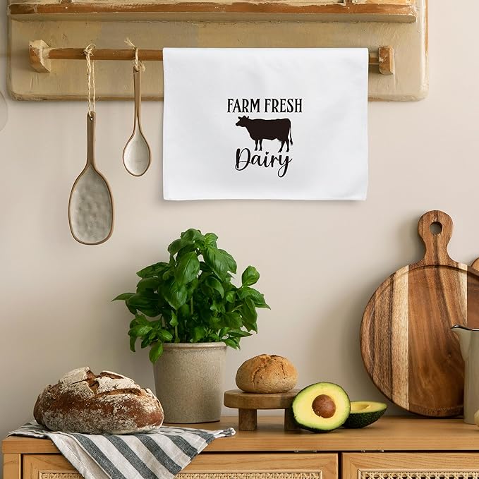 GROBRO7 Farm Animals Hand Towel - 6Pcs Sweet Farm Chicken Cow Pig Pattern Rustic Kitchen Dishcloths Set Polyester Soft Towels for Farmhouse Home Bathroom Dining Decor Housewarming Gifts