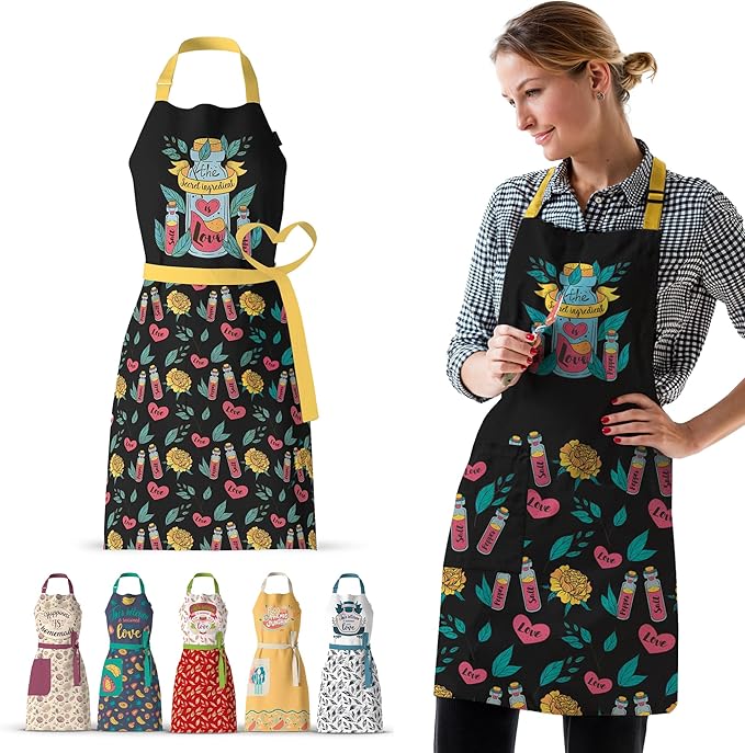 Waterproof Apron for Adults – Adjustable Fit with Deep Pockets, Stylish Cooking & Baking Apron for Women & Men
