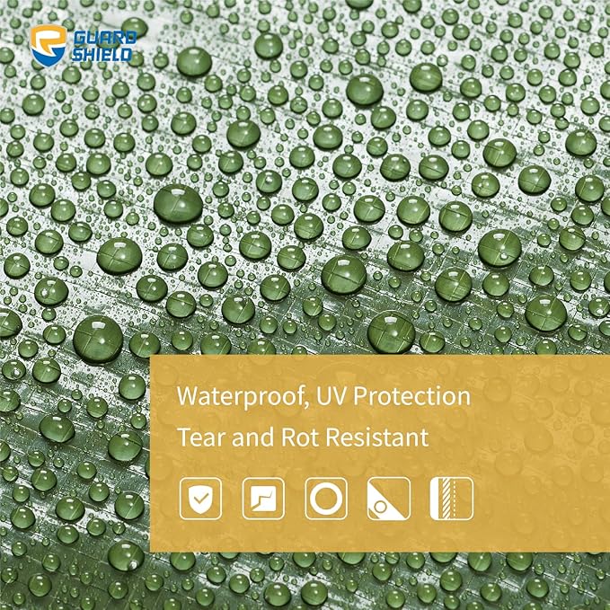 GUARD SHIELD Green Tarp Waterproof 12x14 Feet Medium Duty All Purpose Poly Tarps Cover 7mil (2-Pack)