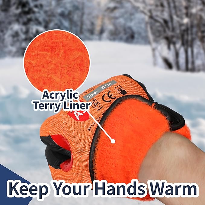 Schwer FreezeGuard-X Winter Work Gloves for Men and Women, ANSI A9 Cut Resistant Gloves for Extreme Protection, Freezer Glove With Super Grip, Touchscreen, Thermal Insulated, PM3326-W (M,2 Pairs)
