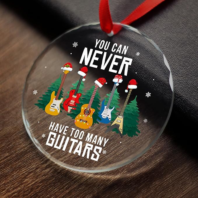 Guitar Ornament 2025 - Electric Guitar Ornaments for Christmas Tree - Cool Guitarist Gifts for Guitar Lovers, Men, Women, Music Lovers, Guitar Teacher - Electric Bass Acoustic Guitar Glass Ornament