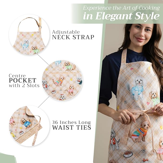 Maison d' Hermine 100% Cotton Apron for women with Pocket Kitchen Chef Apron for Men Cooking Easter Decorations