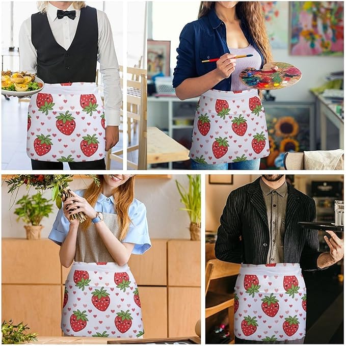 Half Apron with 3 Pockets Chef Cooking Kitchen Restaurant Aprons for Women Men