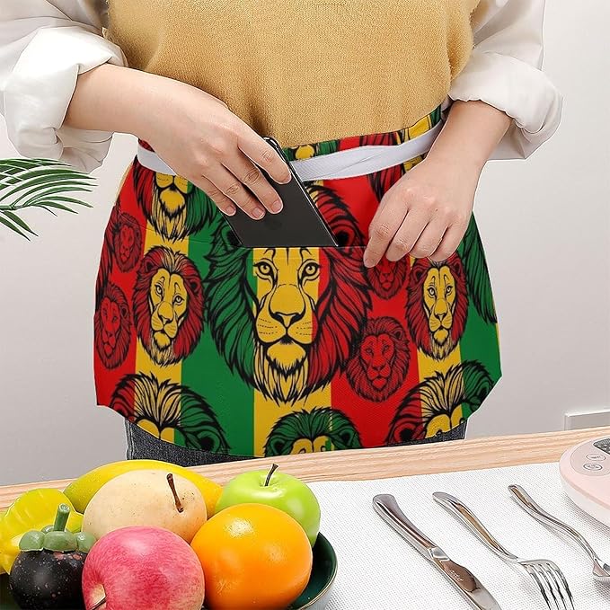 Unisex Apron for Cooking Server Waitress Half Waist Apron with 3 Pockets