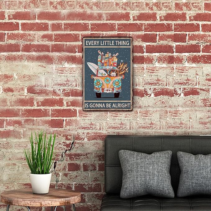Sanwarm Metal Sign 8X12 Inch, Surf Car Vintage Beach Camper Boho Inspirational Tin Sign Wall Art Decor For Home, Living Room, Garden, Bedroom, Office, Hotel, Cafe And Pub Decoration