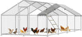Large Metal Chicken Coop with Roosting Perch, Waterproof and UV Protection Cover, Chicken Run Outdoor Walk-in Cage Chicken Rabbit Duck Hen House for Yard Farm Use Spire Roof (10’ W x 26.2’ L x 6.4’ H)